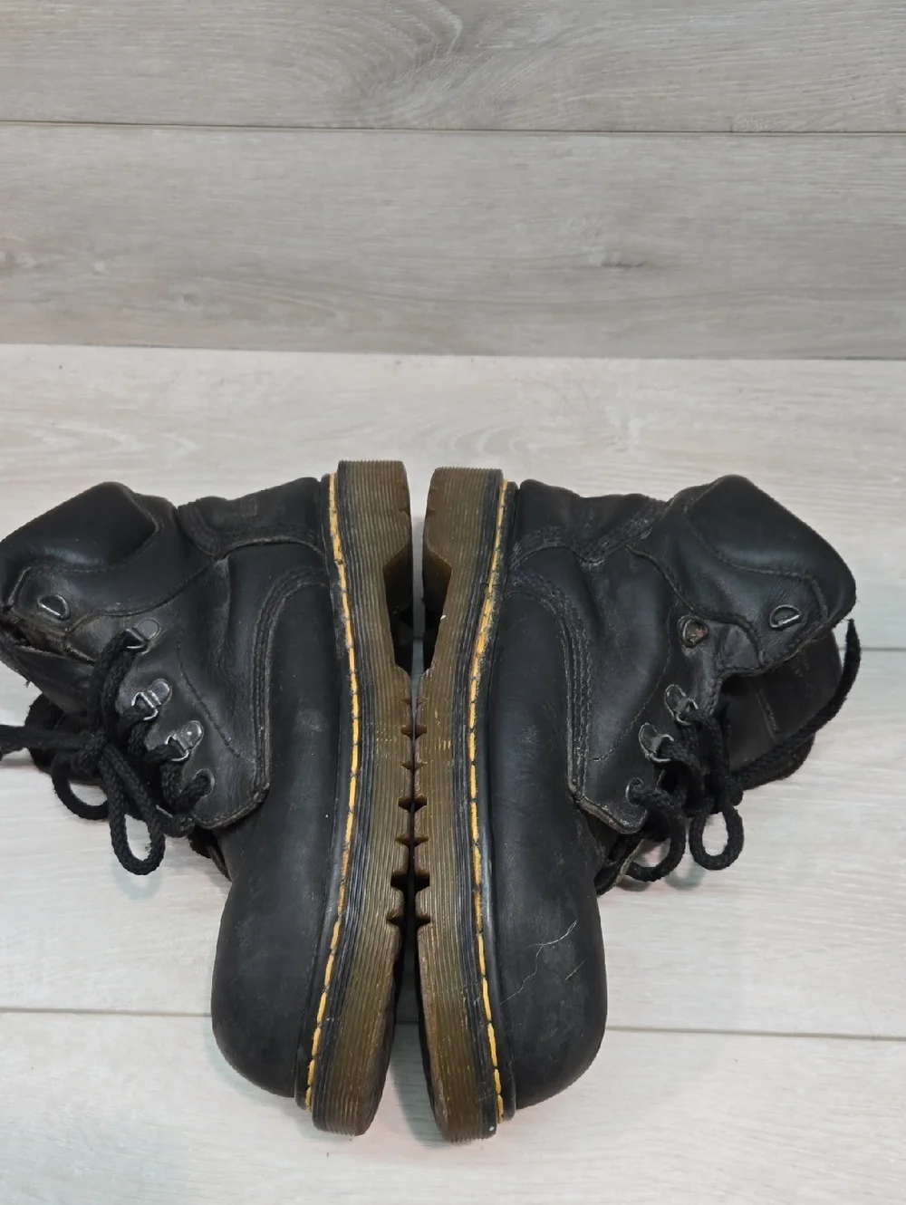 Vintage Dr.Doc.Martens Mens 7735 Black Lace-Up Steel Toe Work Boots Sz UK 7 US 8